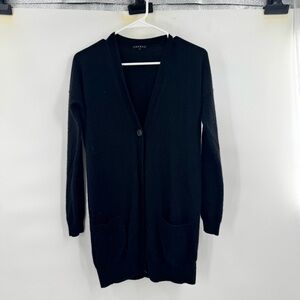 Theory Black Long Cashmere Cardigan Sweater size P